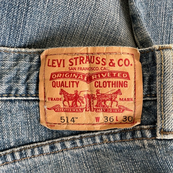 Levis 514 Mens Slim Straight Jeans BlueStretch Light Wash Denim 36 x 30 - Picture 4 of 8